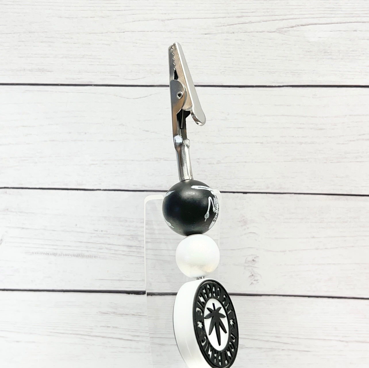 Black Don't Panic Skeleton Clip